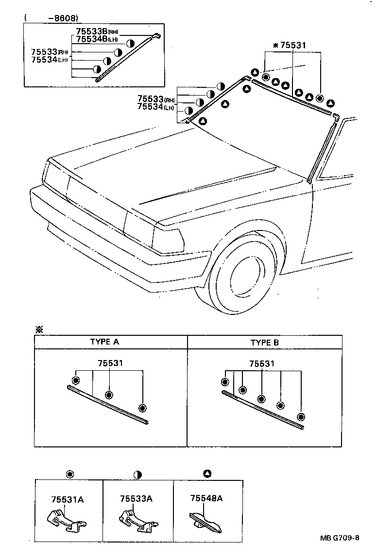 75533-22140 MOULDING, WINDSHIELD, OUTSIDE RH product image