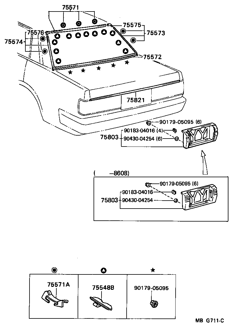 Toyota 75581-22050 MOULDING, BACK WINDOW CORNER, UPPER RH