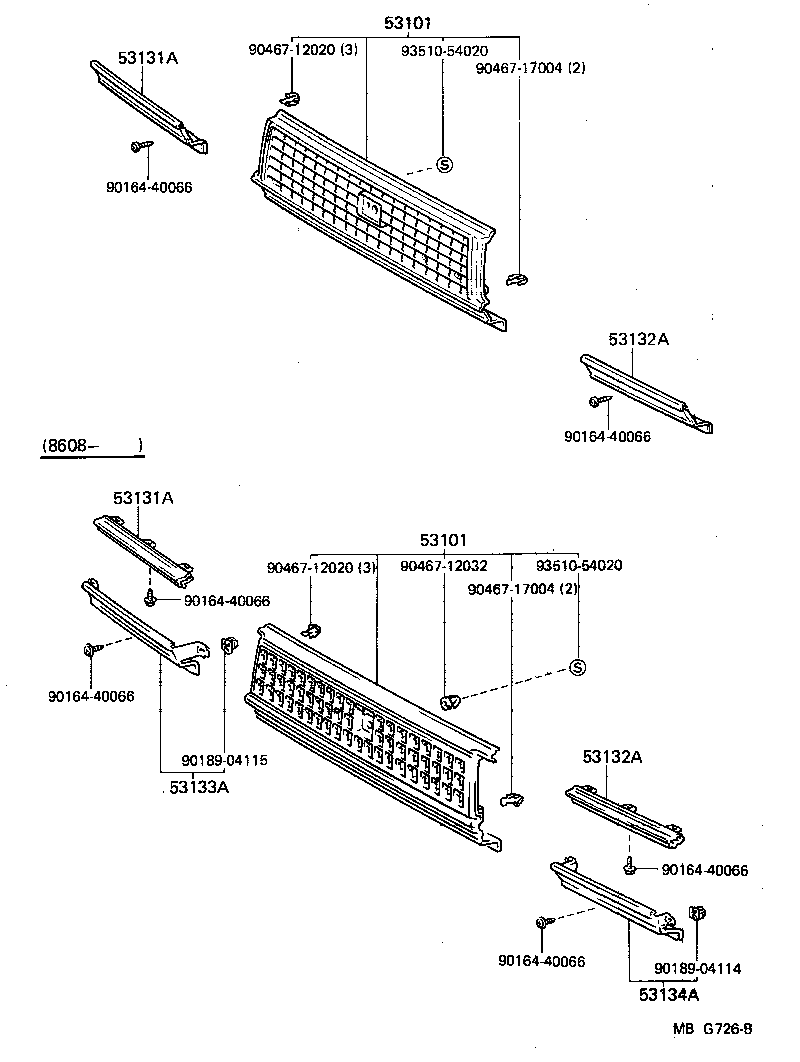 Toyota 53101-22150 GRILLE SUB-ASSY, RADIATOR