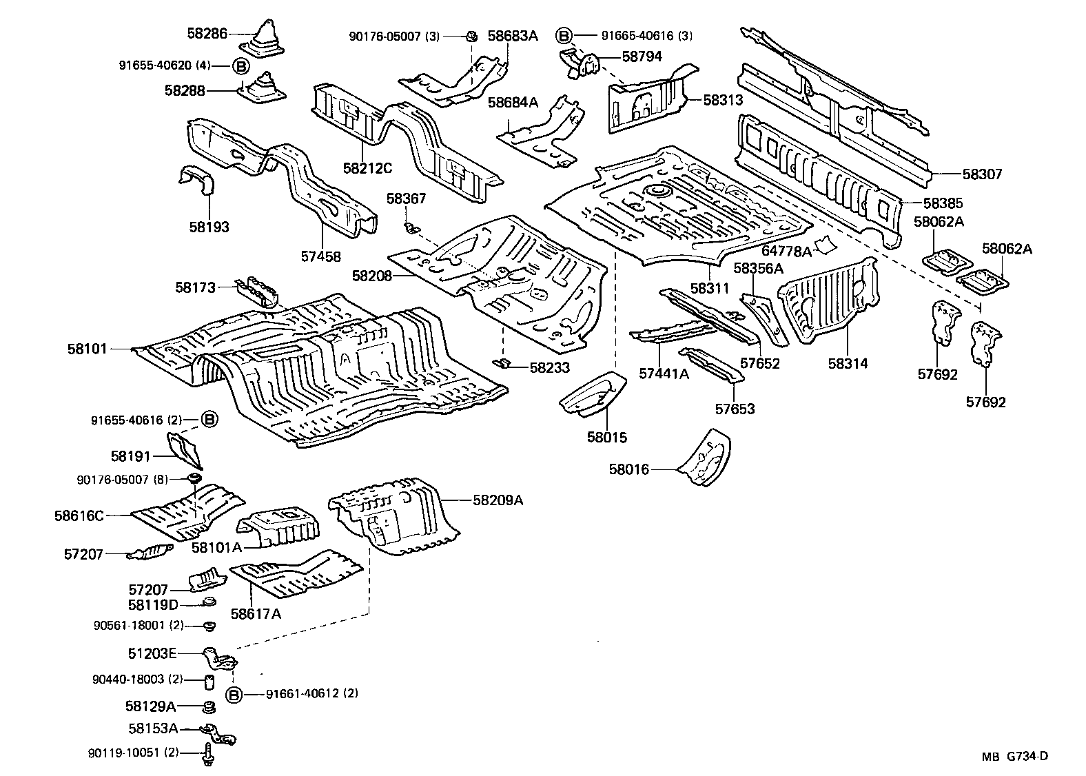 Toyota 58192-22020 FOOTREST, FRONT FLOOR