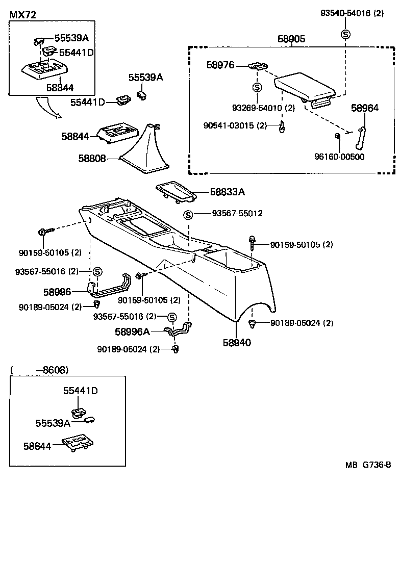 Toyota 58905-22090-07 DOOR SUB-ASSY, CONSOLE COMPARTMENT