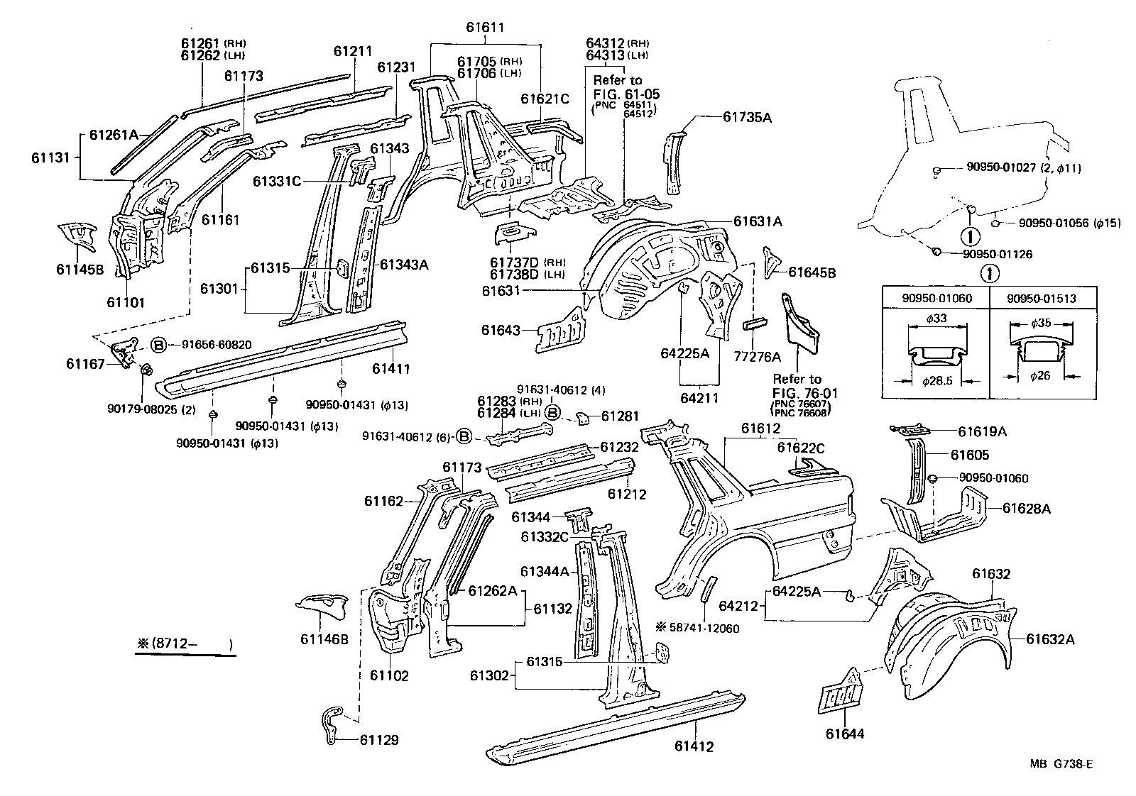 Toyota 61284-22020 BRACKET, SLIDING ROOF HOUSING MOUNTING, NO.3 LH