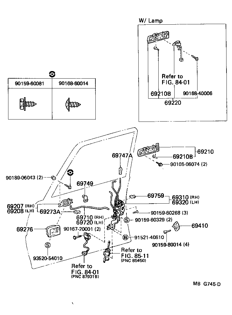 Toyota 69205-22030 HANDLE SUB-ASSY, FRONT DOOR INSIDE, RH