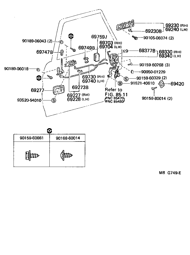 Toyota 69340-22191 LOCK ASSY, REAR DOOR, LH