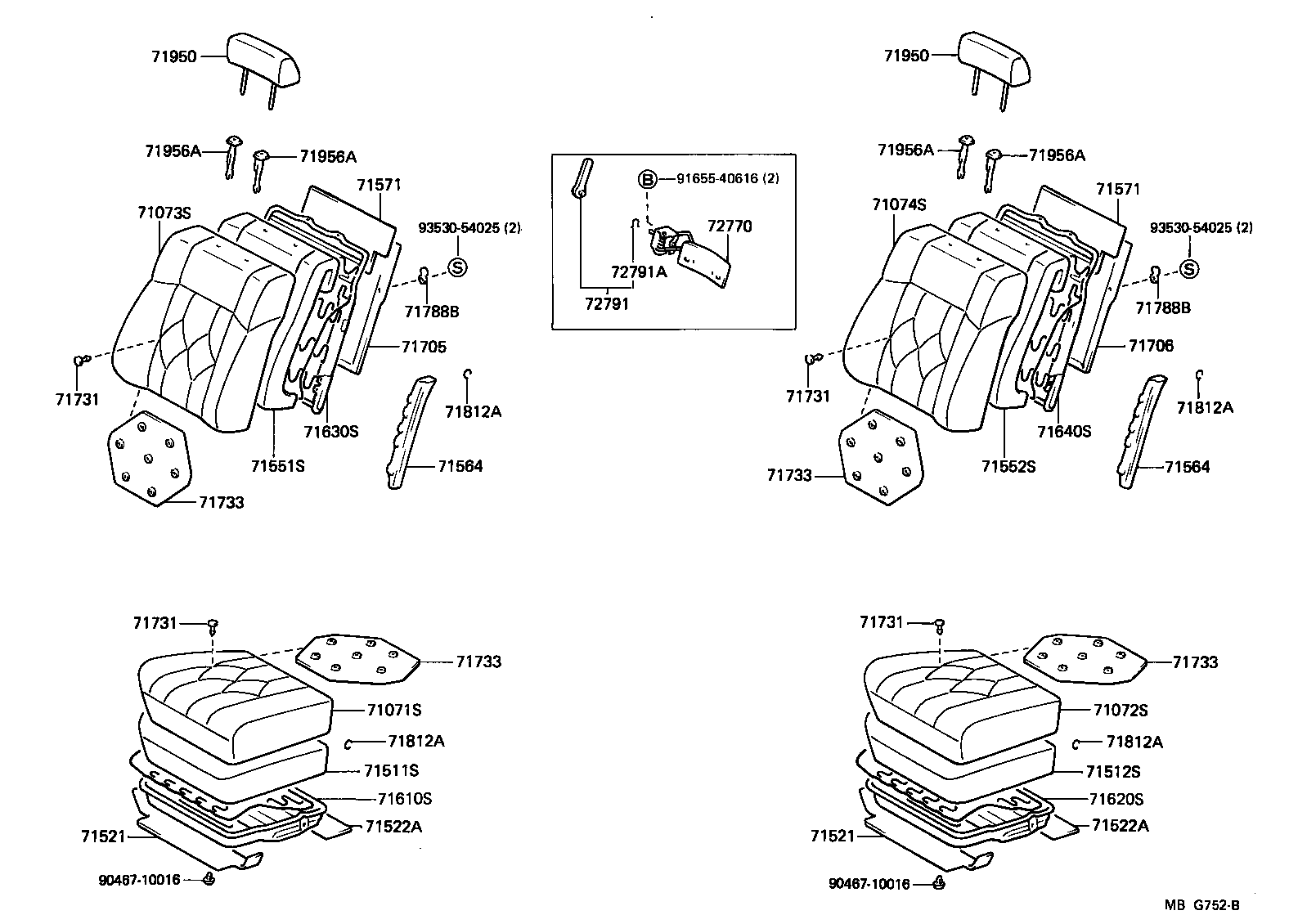 Toyota 71073-2A441-07 COVER, FRONT SEAT BACK, RH(FOR SEPARATE TYPE)