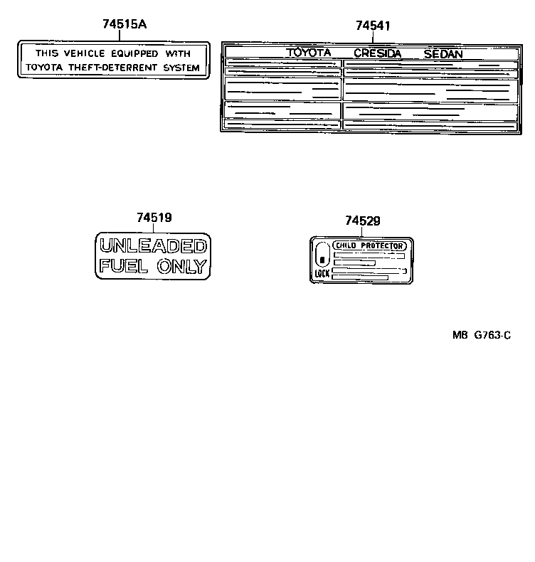Toyota 42661-22342 PLATE, TIRE PRESSURE CAUTION