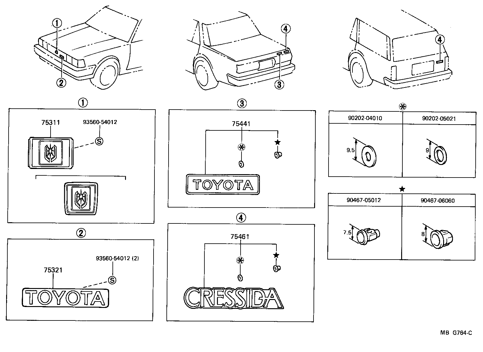 Toyota 75321-22580 PLATE, RADIATOR GRILLE OR FRONT PANEL NAME