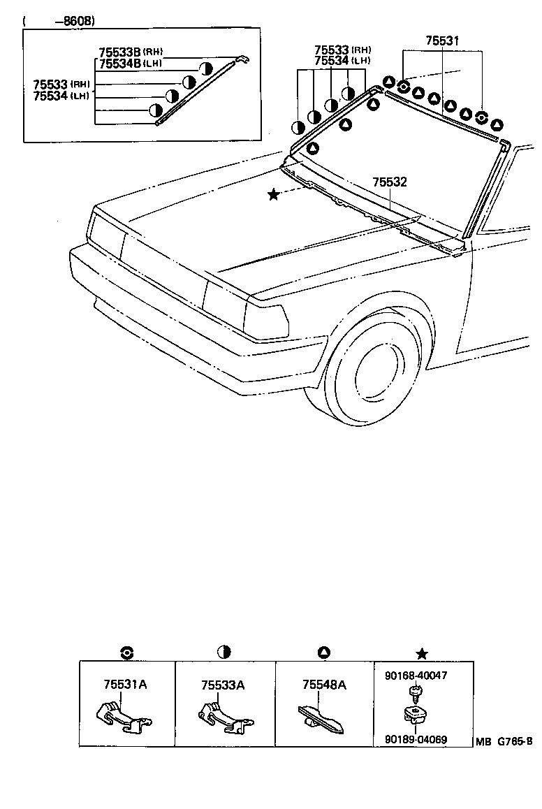 Toyota 75533-22150 MOULDING, WINDSHIELD, OUTSIDE RH