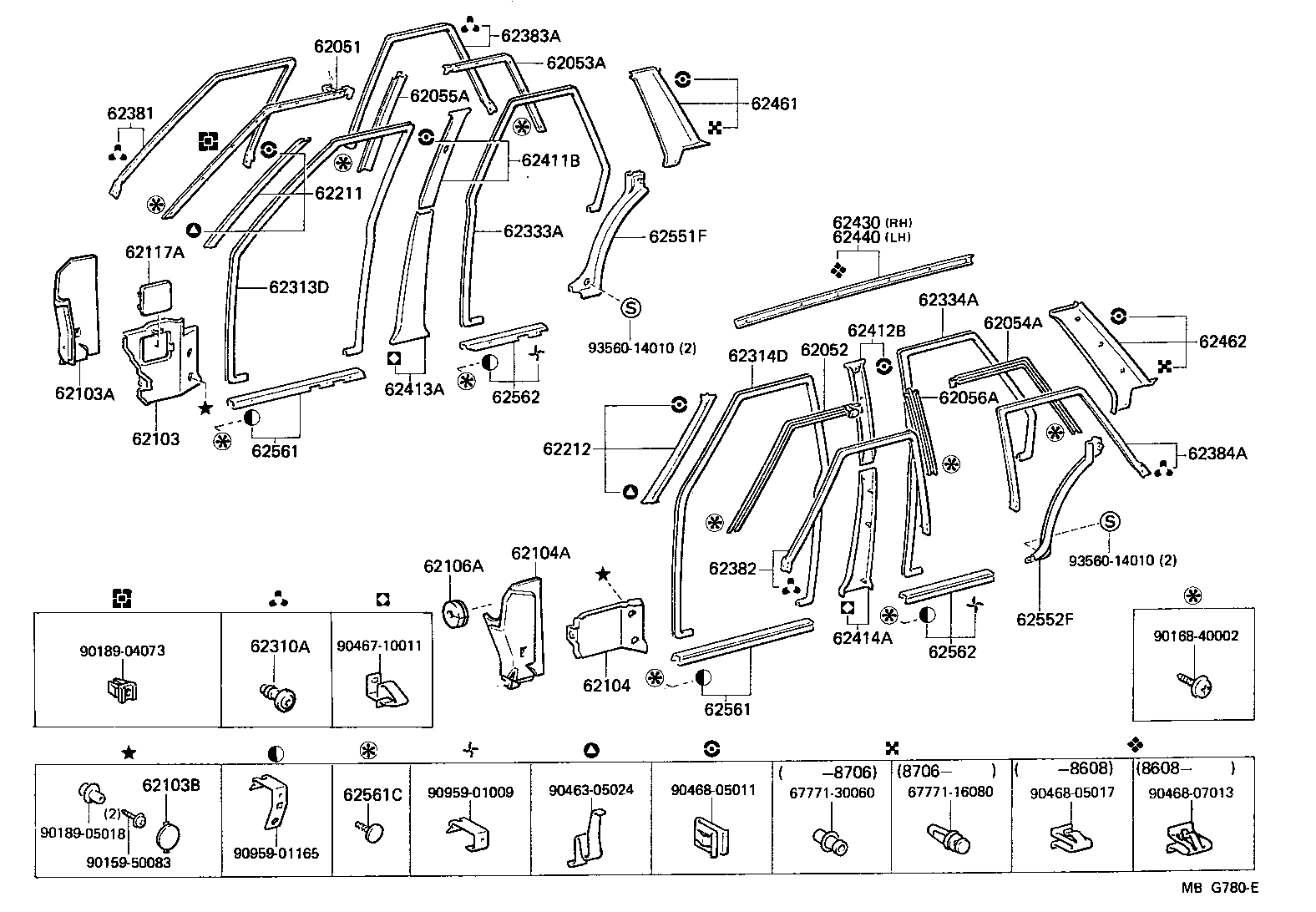 62472-91607-04 GARNISH, ROOF SIDE TRIM, LH product image