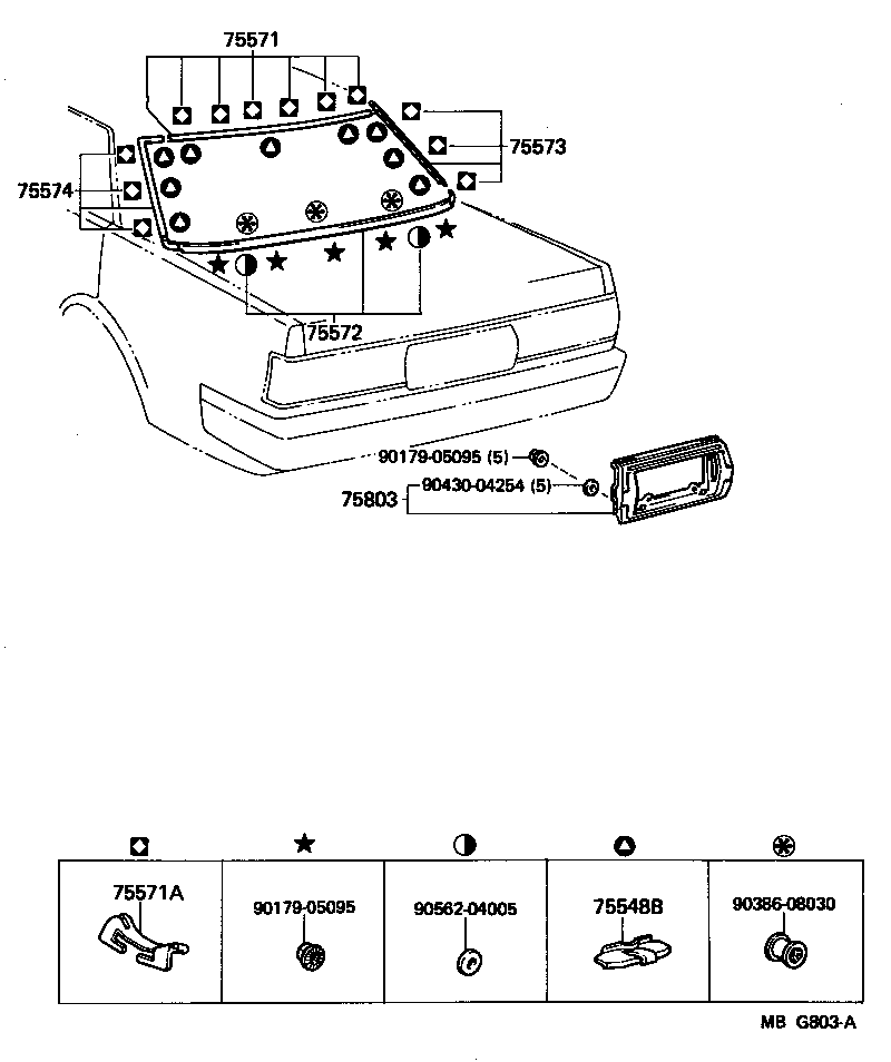 75507-91606 MOULDING, BACK WINDOW, LOWER product image