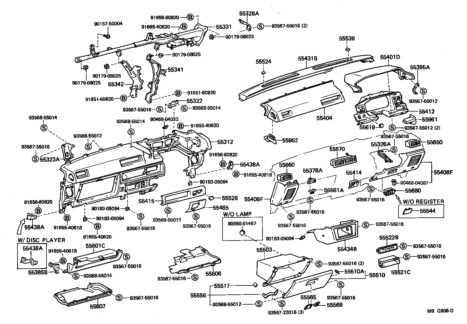 55401-22220-15 SAFETY PAD SUB-ASSY, INSTRUMENT PANEL, UPPER product image