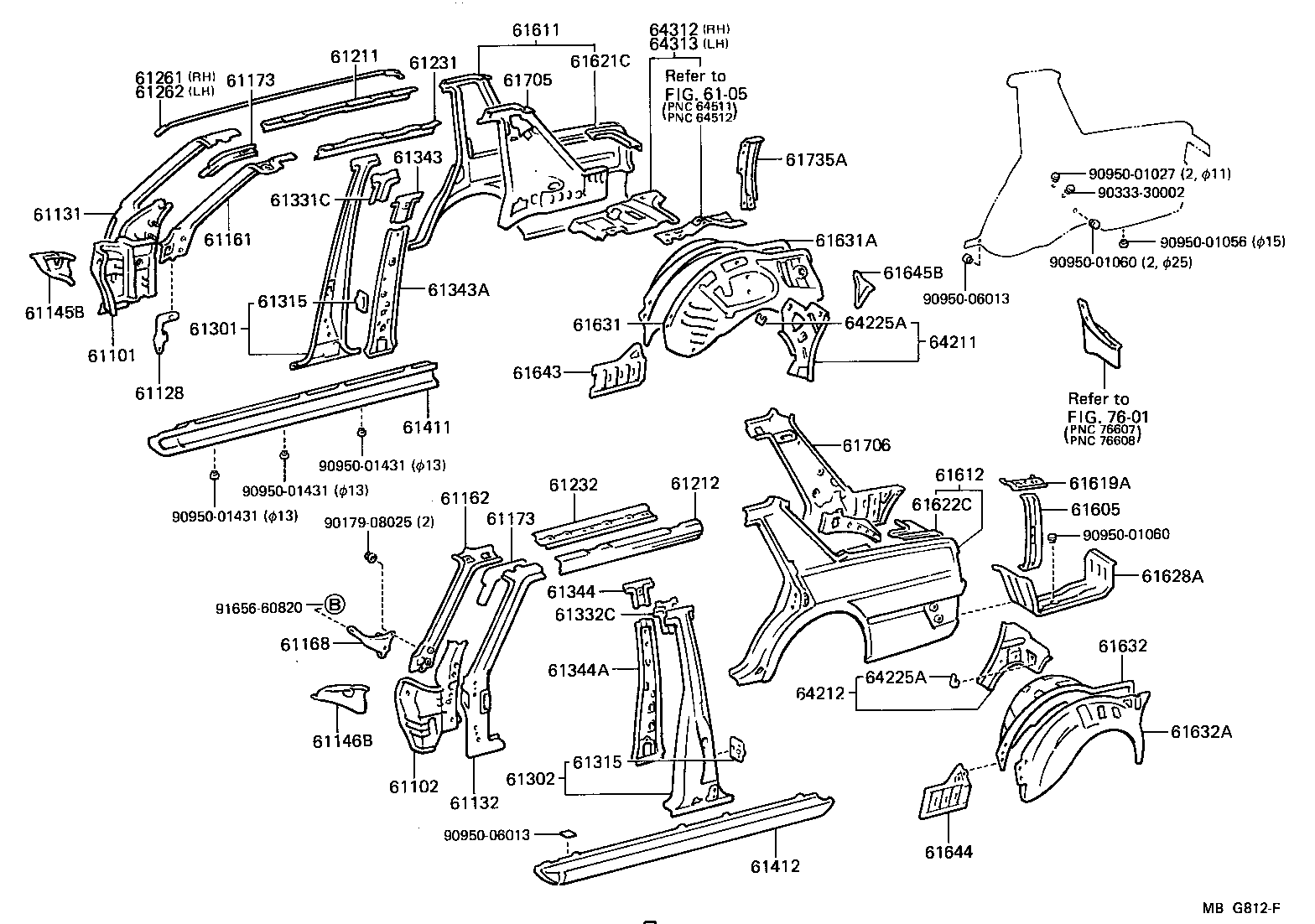 61344-22903 PILLAR, CENTER BODY, INNER LH product image