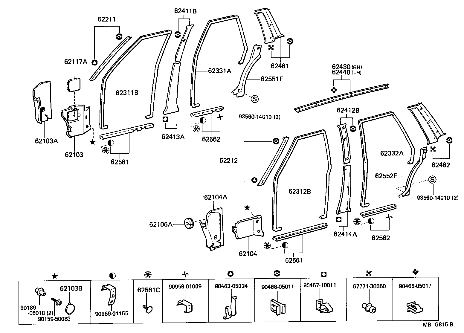 62332-22020-04 WEATHERSTRIP, REAR DOOR OPENING TRIM, LH product image