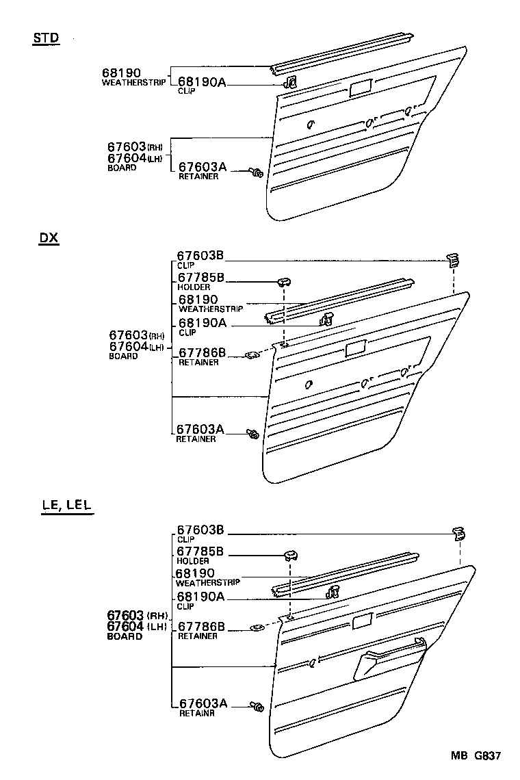 67640-12640-04 BOARD SUB-ASSY, REAR DOOR TRIM, LH product image