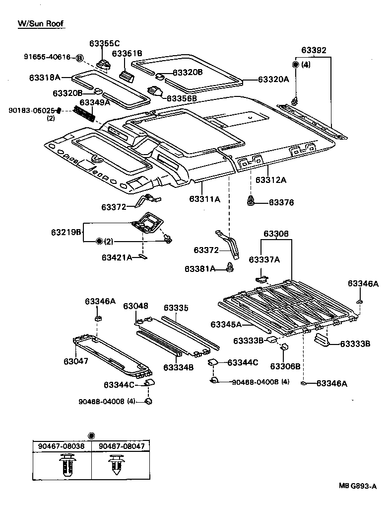 63355-28010 PAD, ROOF HEADLINING, RH product image