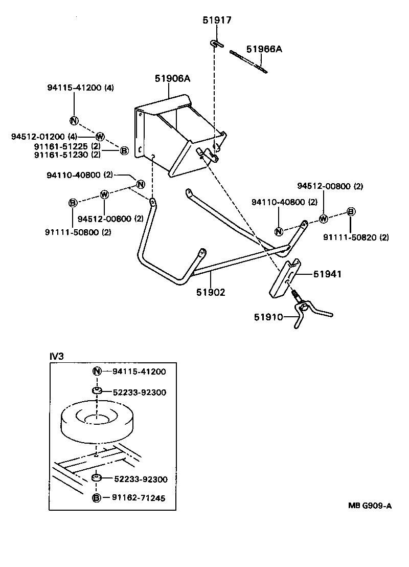 51905-96304 CARRIER SUB-ASSY, SPARE WHEEL product image