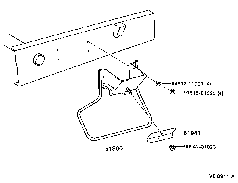 65103-93100 BRACKET, SPARE WHEEL CARRIER, NO.1 product image