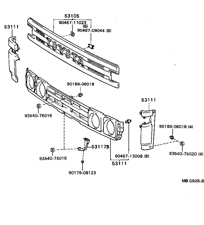 53113-95404 GRILLE, RADIATOR product image