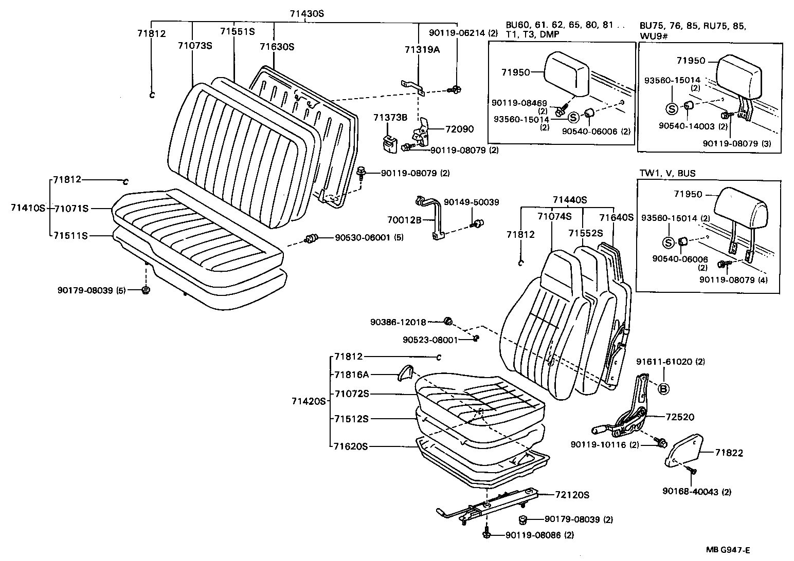 71183-95402 HINGE SUB-ASSY, DRIVER SEAT, RH product image