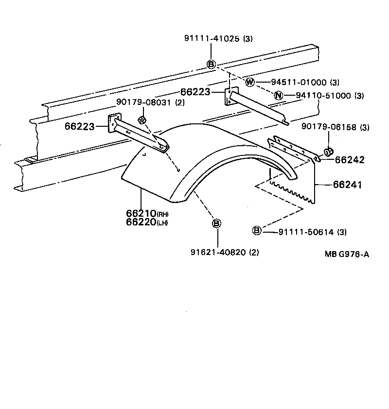 66020-92804 FENDER ASSY, REAR BODY, FRONT LH product image