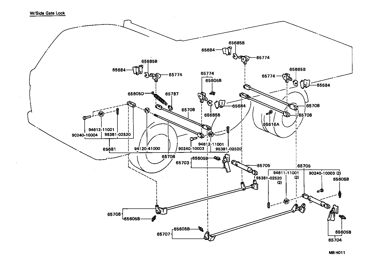 65305-93105 LOCK SUB-ASSY, BEZEL, RH product image
