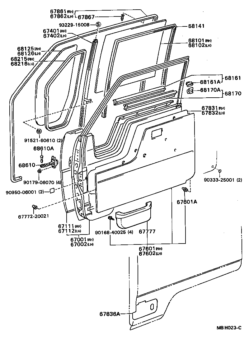 67862-95409 WEATHERSTRIP, FRONT DOOR, LH product image