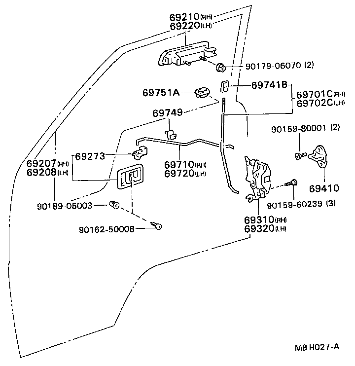69320-95405 LOCK ASSY, FRONT DOOR, LH product image