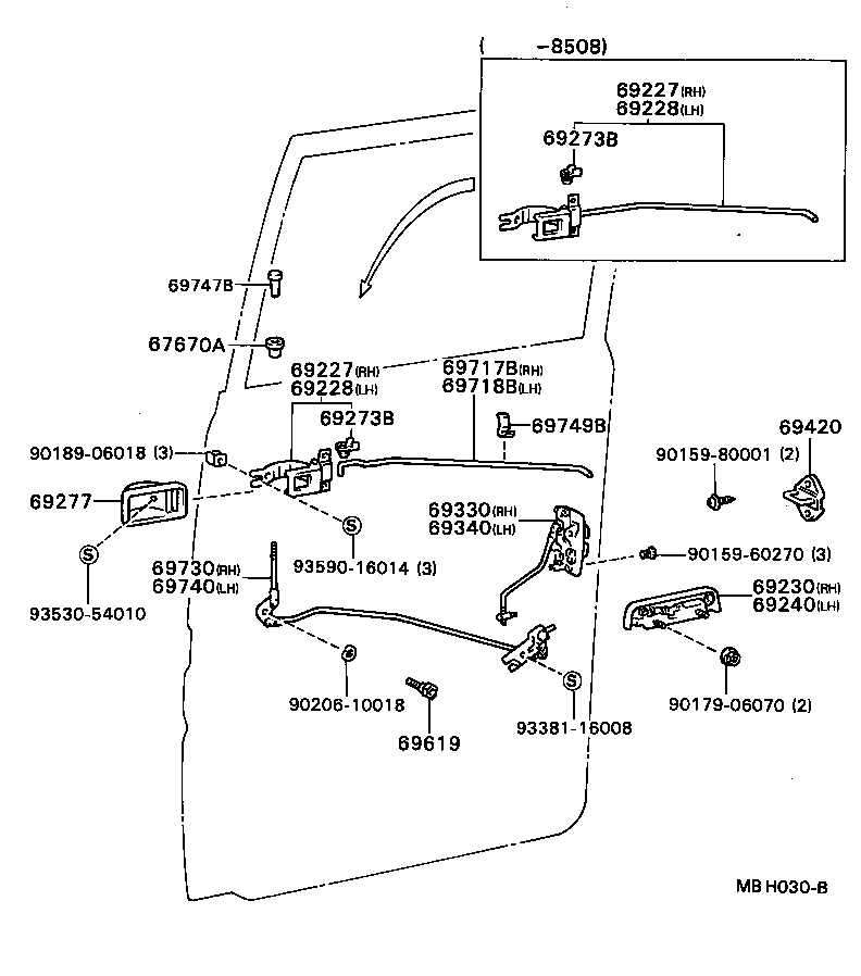 69230-92601 HANDLE ASSY, REAR DOOR OUTSIDE, RH product image