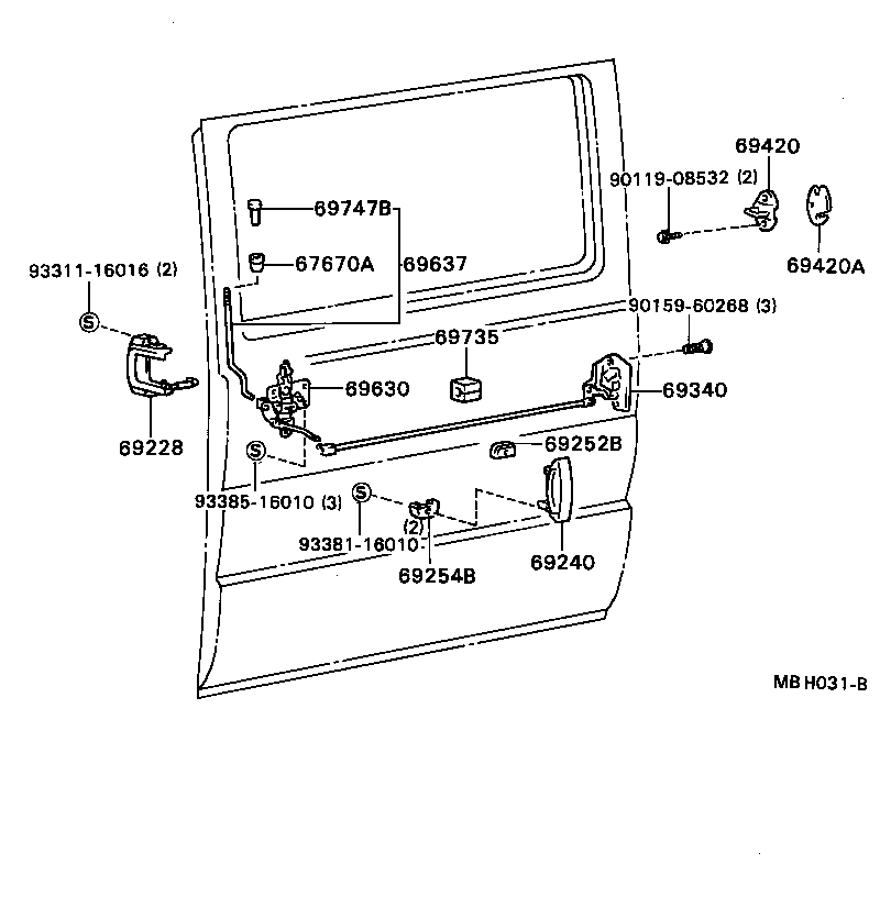69240-92601 HANDLE ASSY, REAR DOOR OUTSIDE, LH product image
