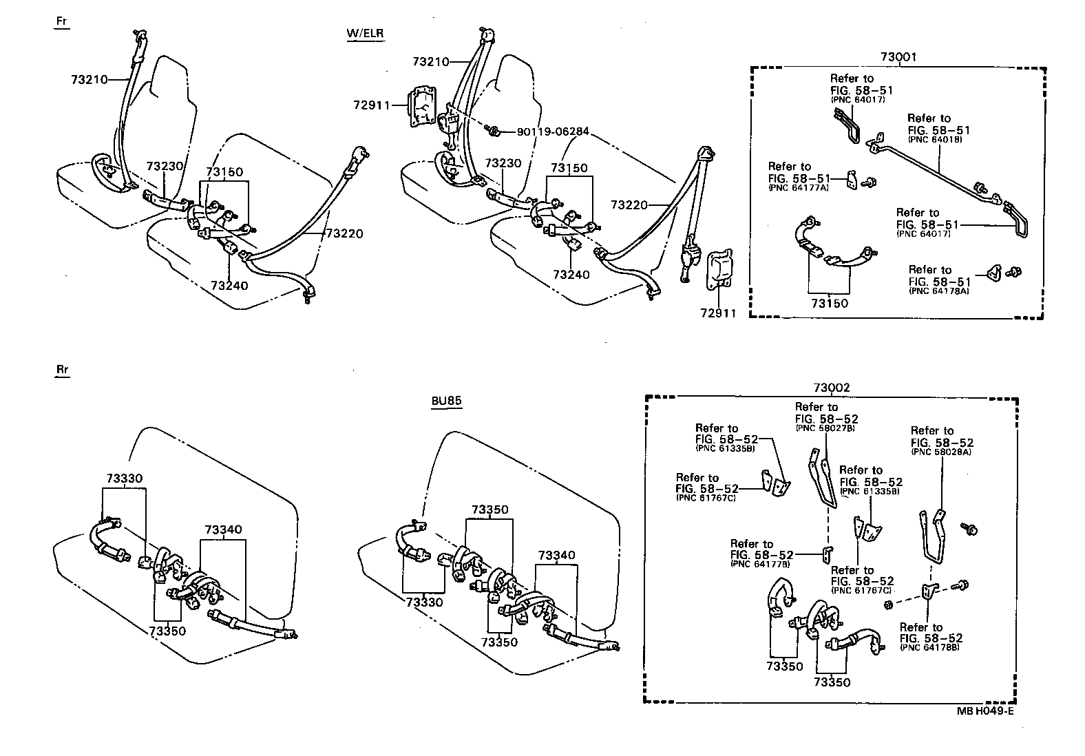 73002-92600-04 BELT SET, REAR SEAT product image