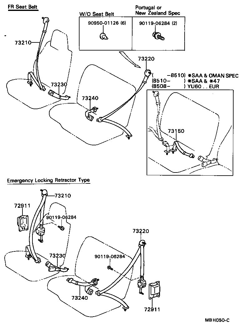 73230-95415-03 BELT ASSY, FRONT SEAT INNER, RH product image
