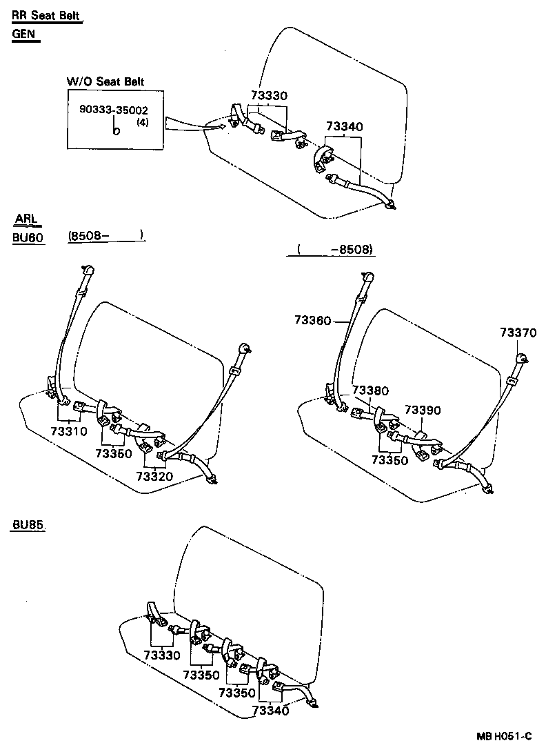 73230-95415-03 BELT ASSY, FRONT SEAT INNER, RH product image