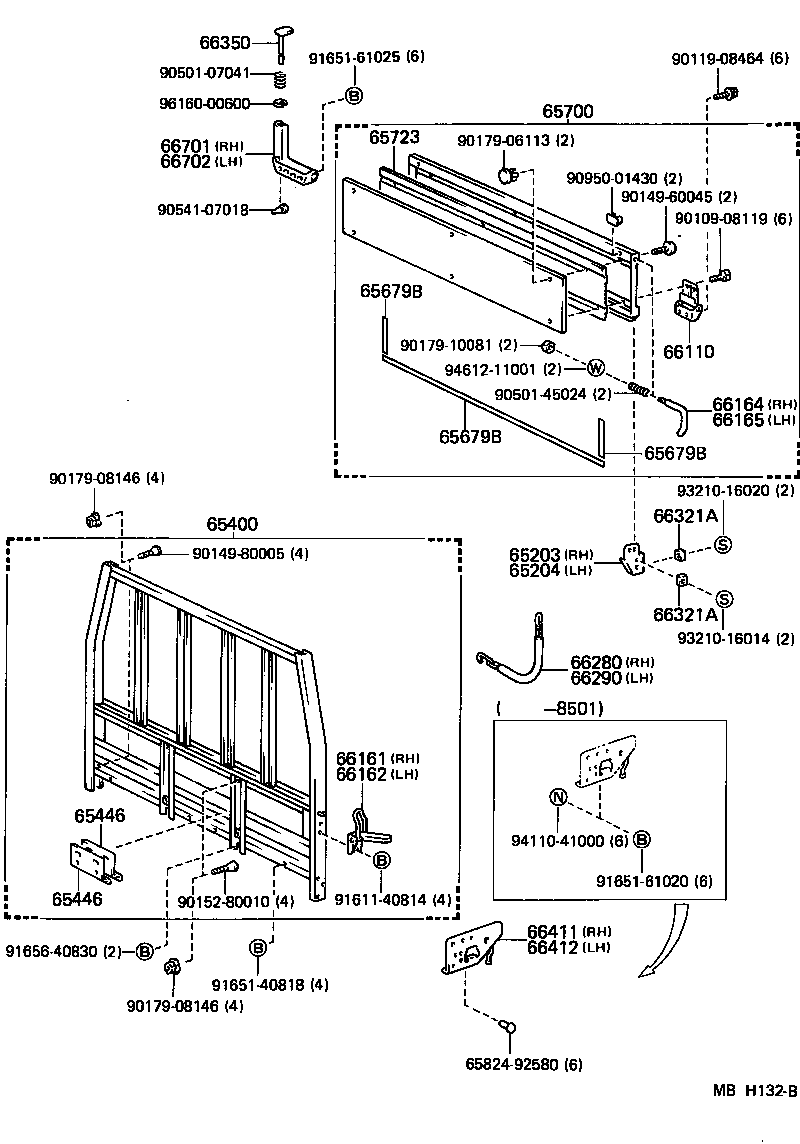 65026-92201 BRACKET SUB-ASSY, GATE BUMPER, RH product image