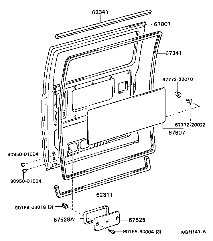 67003-92601 PANEL SUB-ASSY, REAR DOOR, RH product image