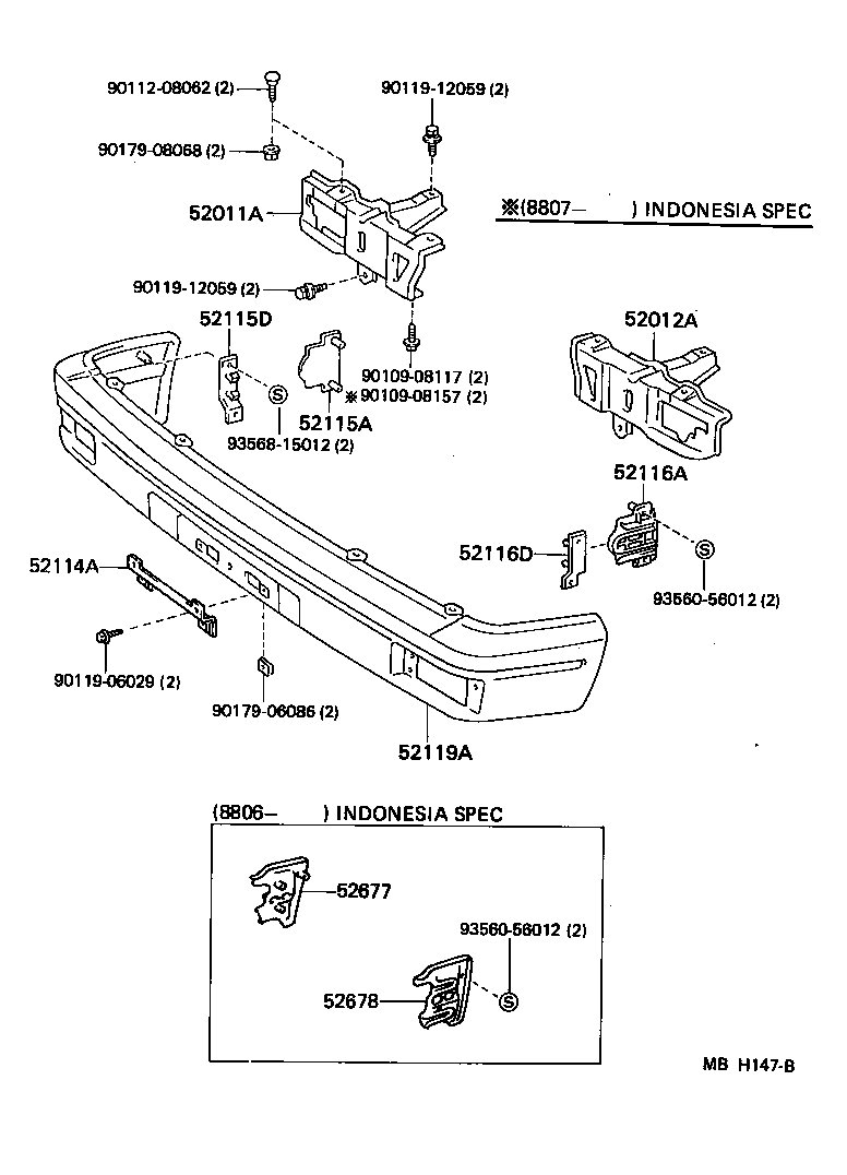 52115-10070 SUPPORT, FRONT BUMPER SIDE, NO.2 RH product image