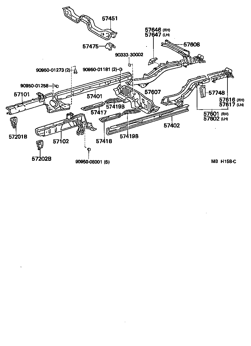 57102-10280 MEMBER SUB-ASSY, FRONT SIDE, LH product image