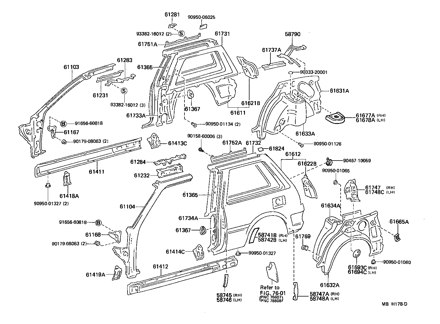 61341-10030 PILLAR, CENTER BODY, INNER UPPER RH product image