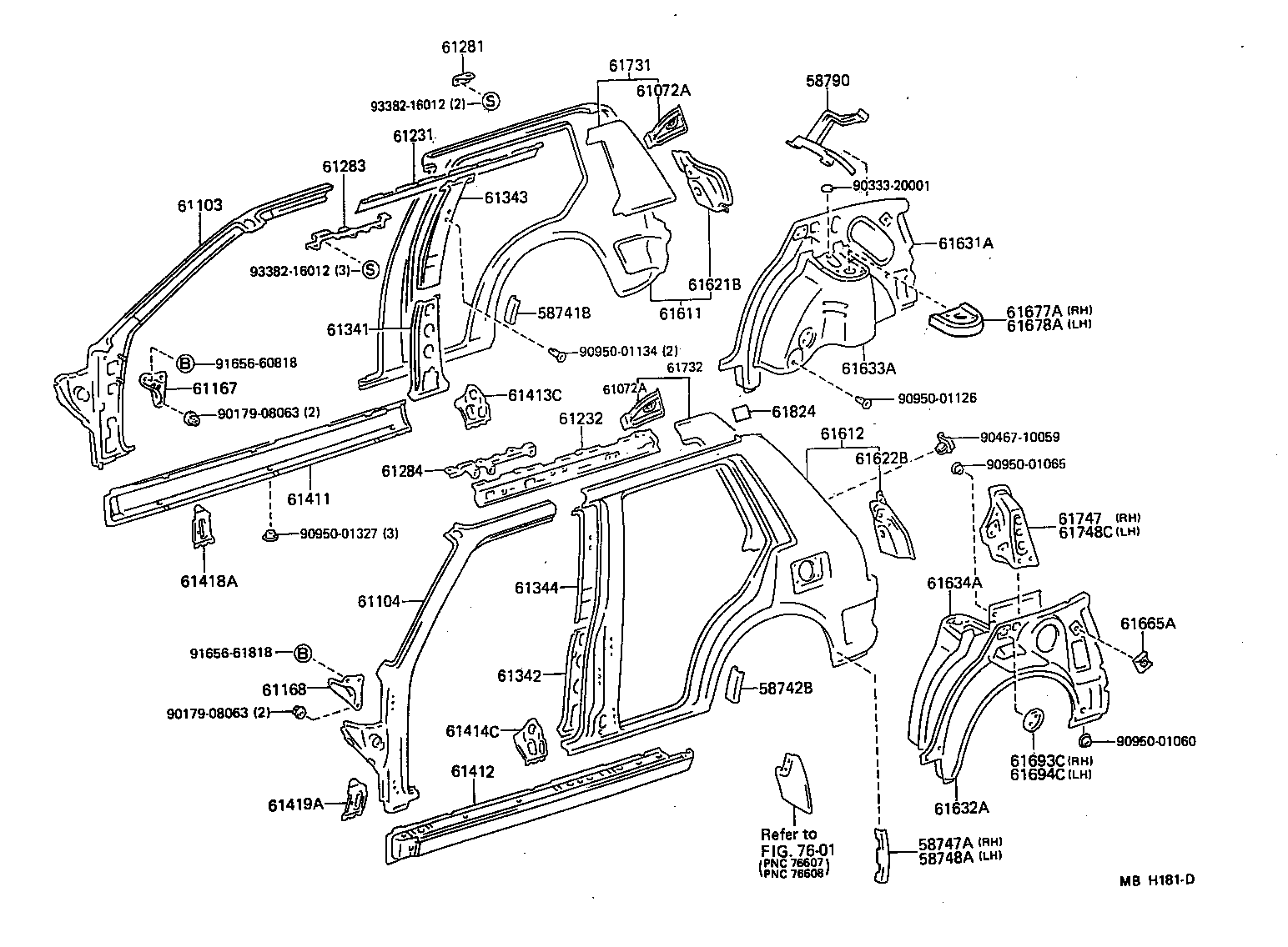 61341-10030 PILLAR, CENTER BODY, INNER UPPER RH product image