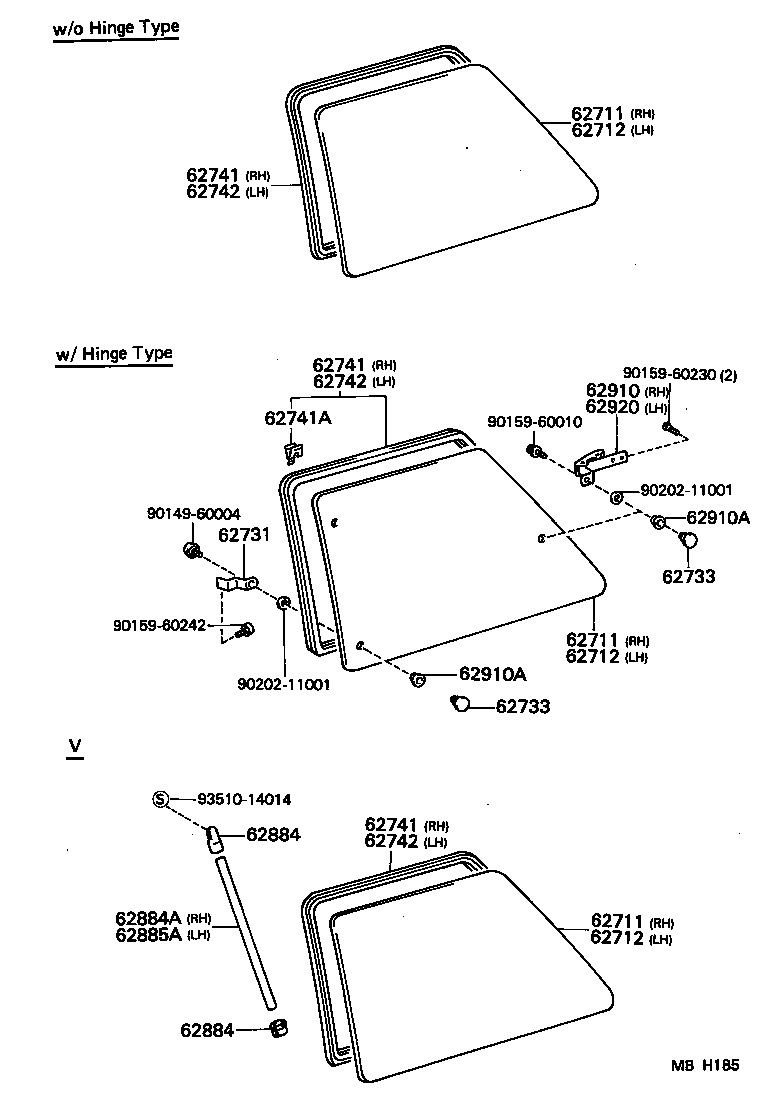 62712-10160 GLASS, QUARTER WINDOW, LH product image