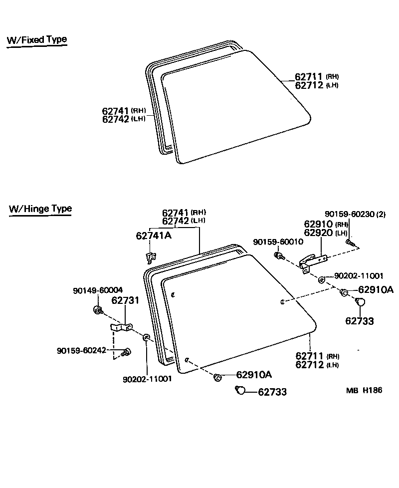 62712-10130 GLASS, QUARTER WINDOW, LH product image