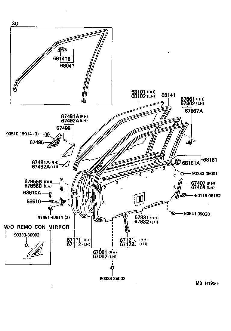 67404-10020 FRAME SUB-ASSY, FRONT DOOR, REAR LOWER LH product image