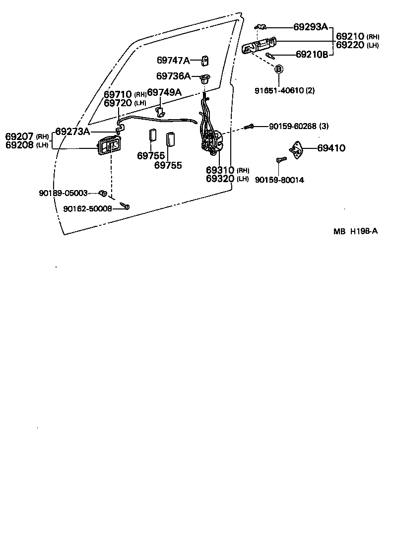 69310-10110 LOCK ASSY, FRONT DOOR, RH product image