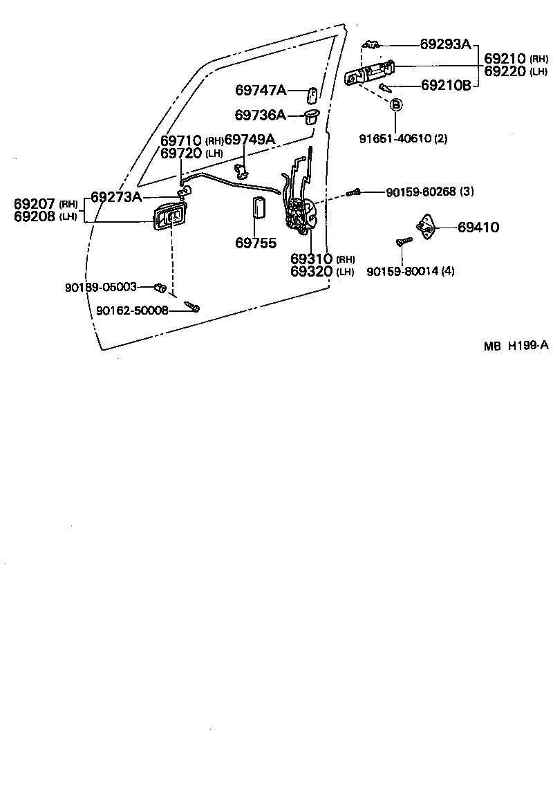 69310-10110 LOCK ASSY, FRONT DOOR, RH product image