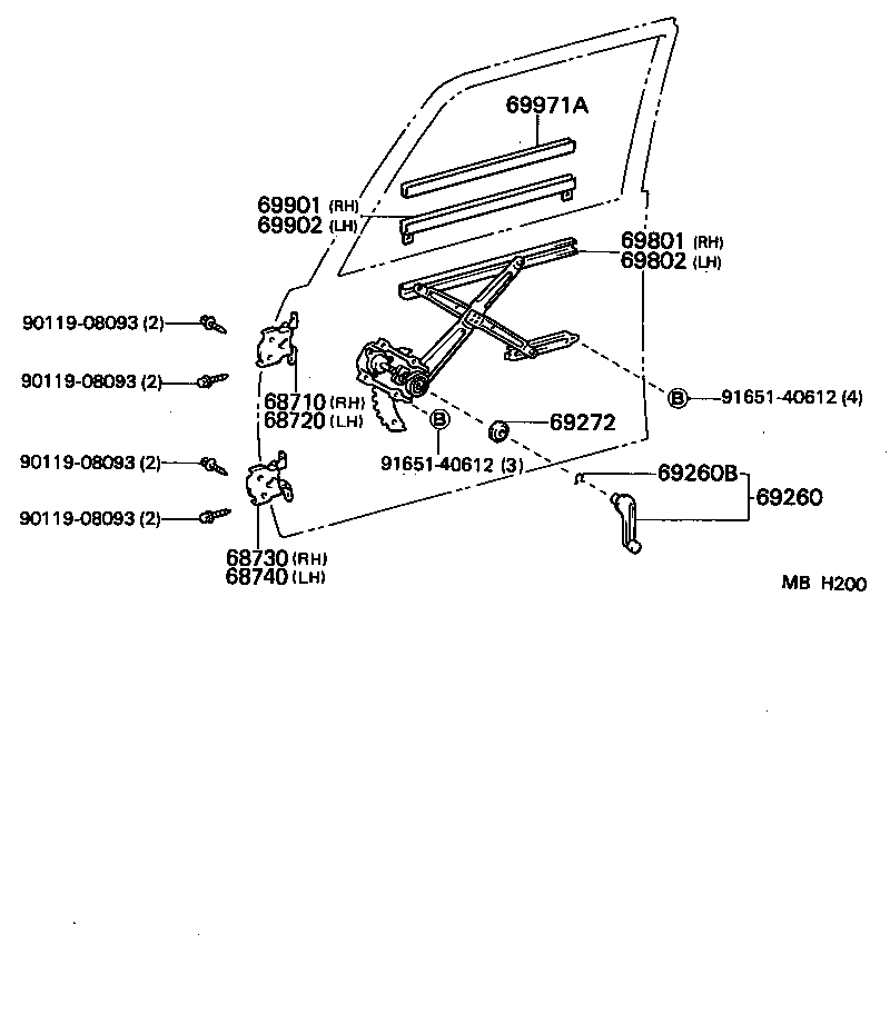 69820-10071 REGULATOR SUB-ASSY, FRONT DOOR WINDOW, LH product image