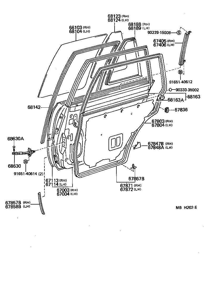 68113-10100 GLASS SUB-ASSY, REAR DOOR, RH product image