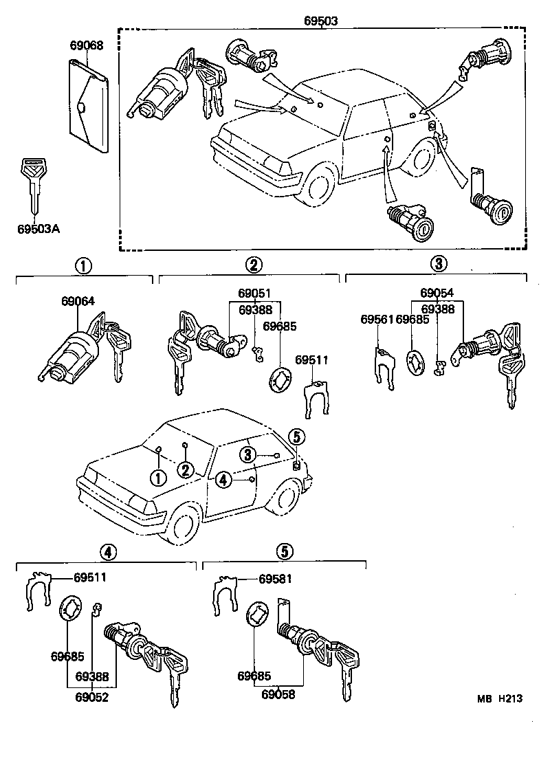 69005-10121 CYLINDER SET, LOCK product image