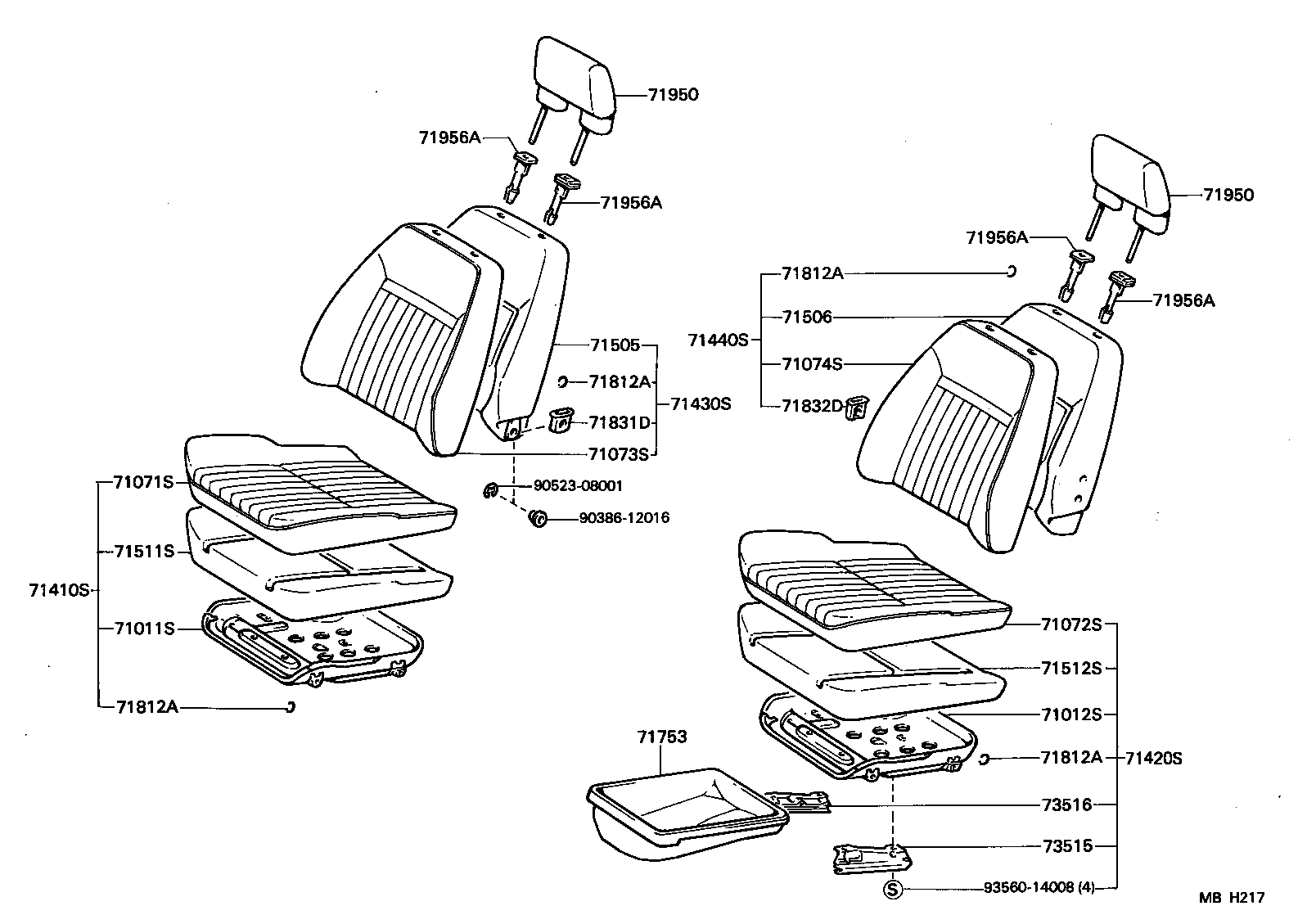 71511-10120 PAD, FRONT SEAT CUSHION, RH(FOR SEPARATE TYPE) product image
