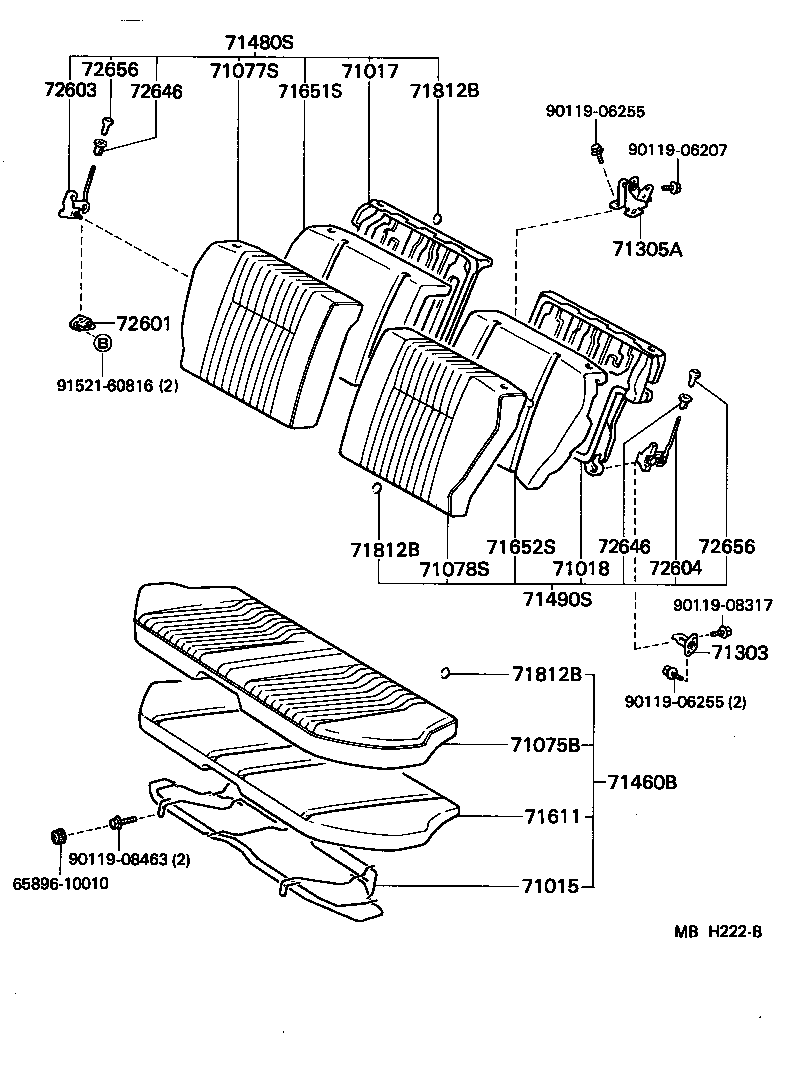 71015-10071 FRAME SUB-ASSY, REAR SEAT CUSHION product image