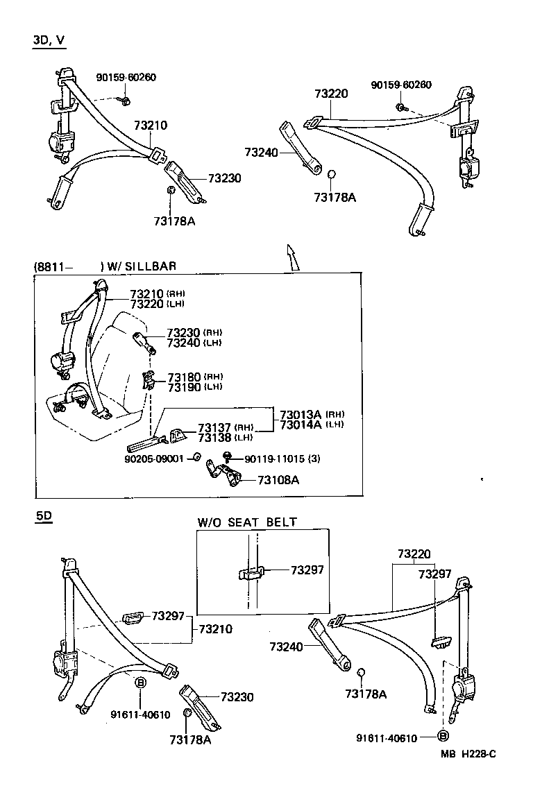 73230-10140-03 BELT ASSY, FRONT SEAT INNER, RH product image