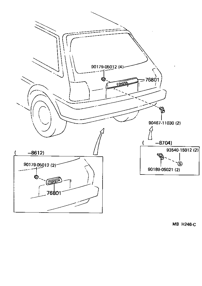 76801-10020 GARNISH SUB-ASSY, BACK DOOR, OUTSIDE product image
